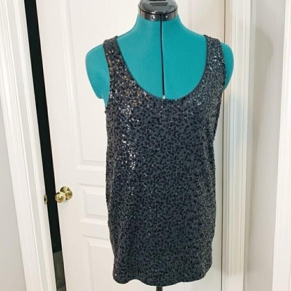 J. Crew Sequin Sleeveless Lined Scoop Neck Casual Tank Top